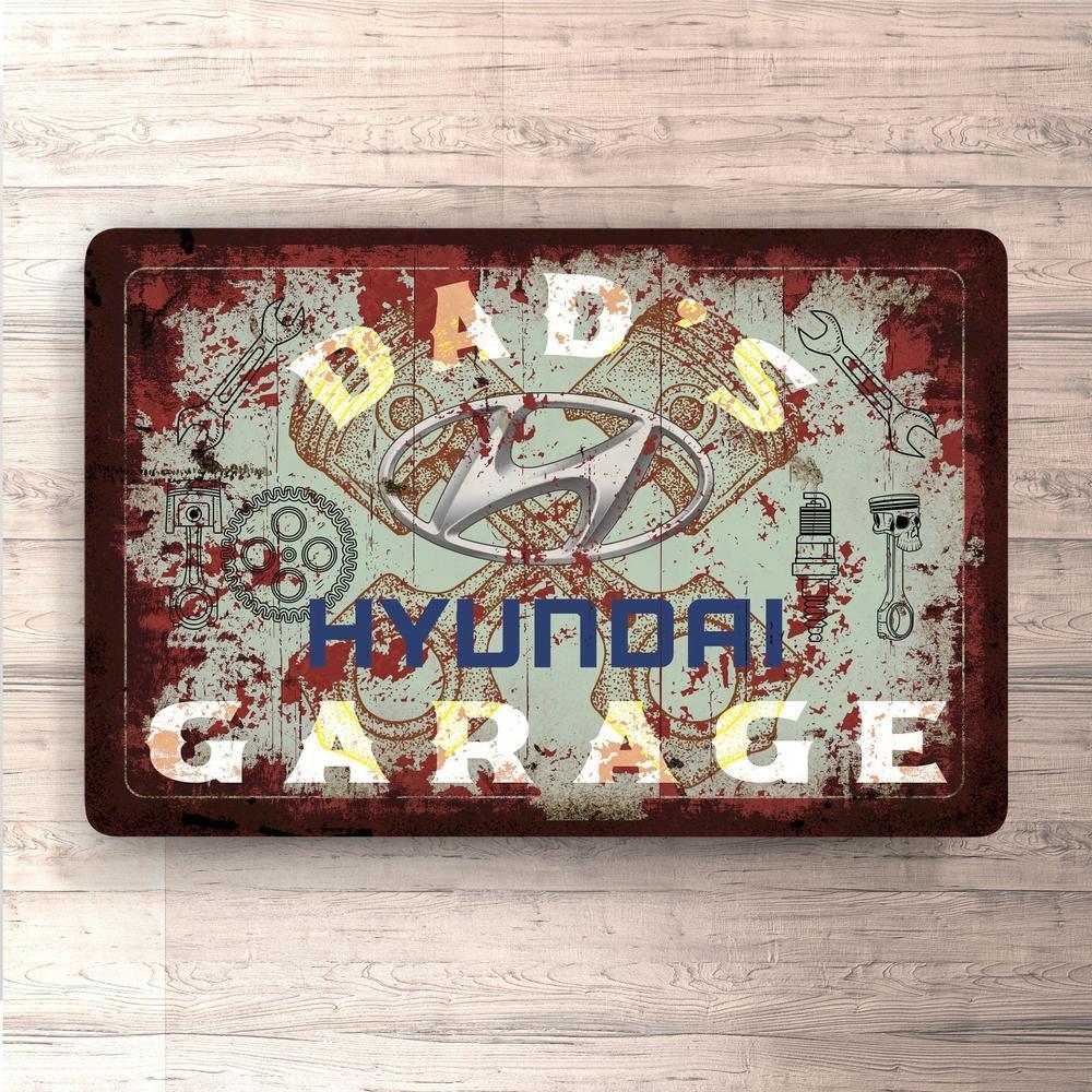 Hyundai Dads Garage Vintage Skilte, Musemåtte, Dørmåtte , Plakat-Skilte-Hyundai-Garage Culture Shop- garage - man cave - merchandise