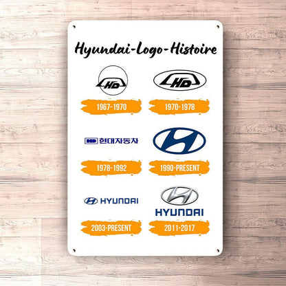 Hyundai Logo Histoire Skilte, Musemåtte, Dørmåtte , Plakat-Skilte-Hyundai-Garage Culture Shop- garage - man cave - merchandise