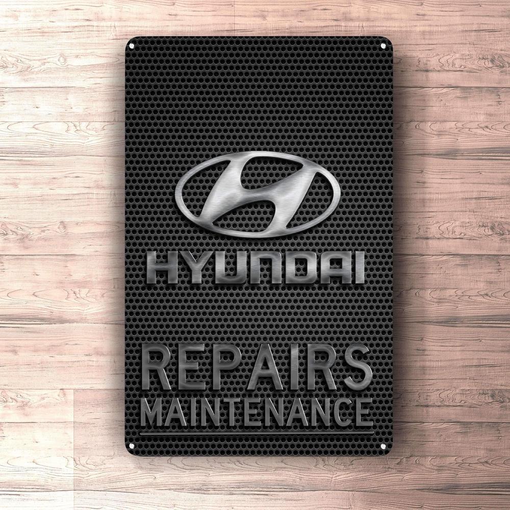 Hyundai Repairs Maintenance Skilte, Musemåtte, Dørmåtte , Plakat-Skilte-Hyundai-Garage Culture Shop- garage - man cave - merchandise