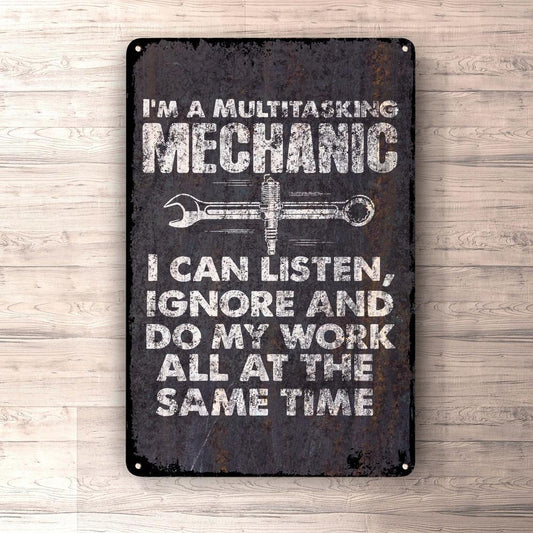 I Am A Multitasking Mechanic I Can Listen, Ignore And Do My Work All At The Same Time Mechanic Skilte, Musemåtte, Dørmåtte-Skilte-Funny Garage-Garage Culture Shop- garage - man cave - merchandise