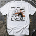 I Fight Rust And i Pray For Syn T-Shirt-Beklædning-Garage Culture-Hvid-S-Garage Culture Shop- garage - man cave - merchandise