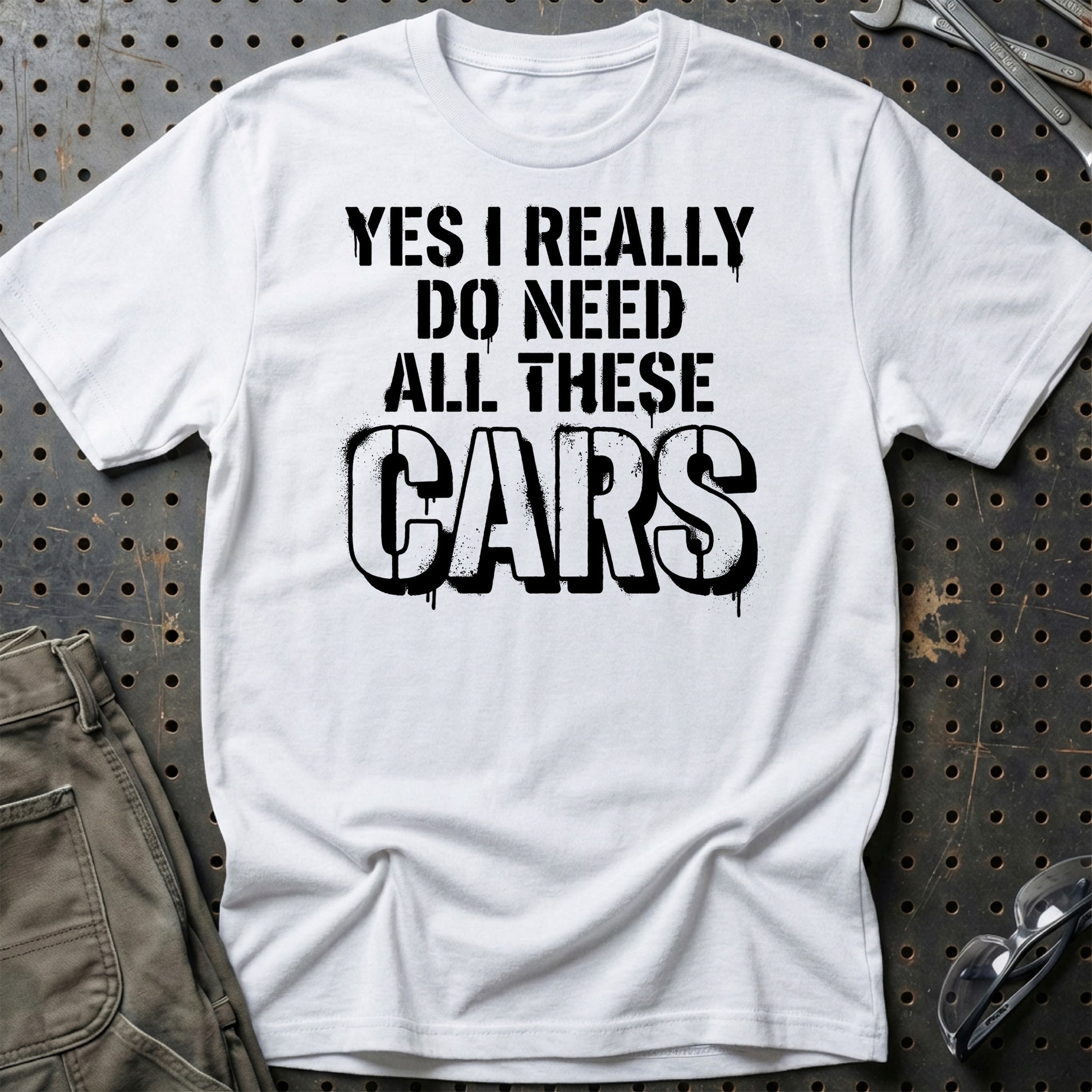 I Really Do Need All These Cars – Car Enthusiast - Unisex T-Shirt , Bomuld-Beklædning-Garage Culture-Hvid-S-Garage Culture Shop- garage - man cave - merchandise