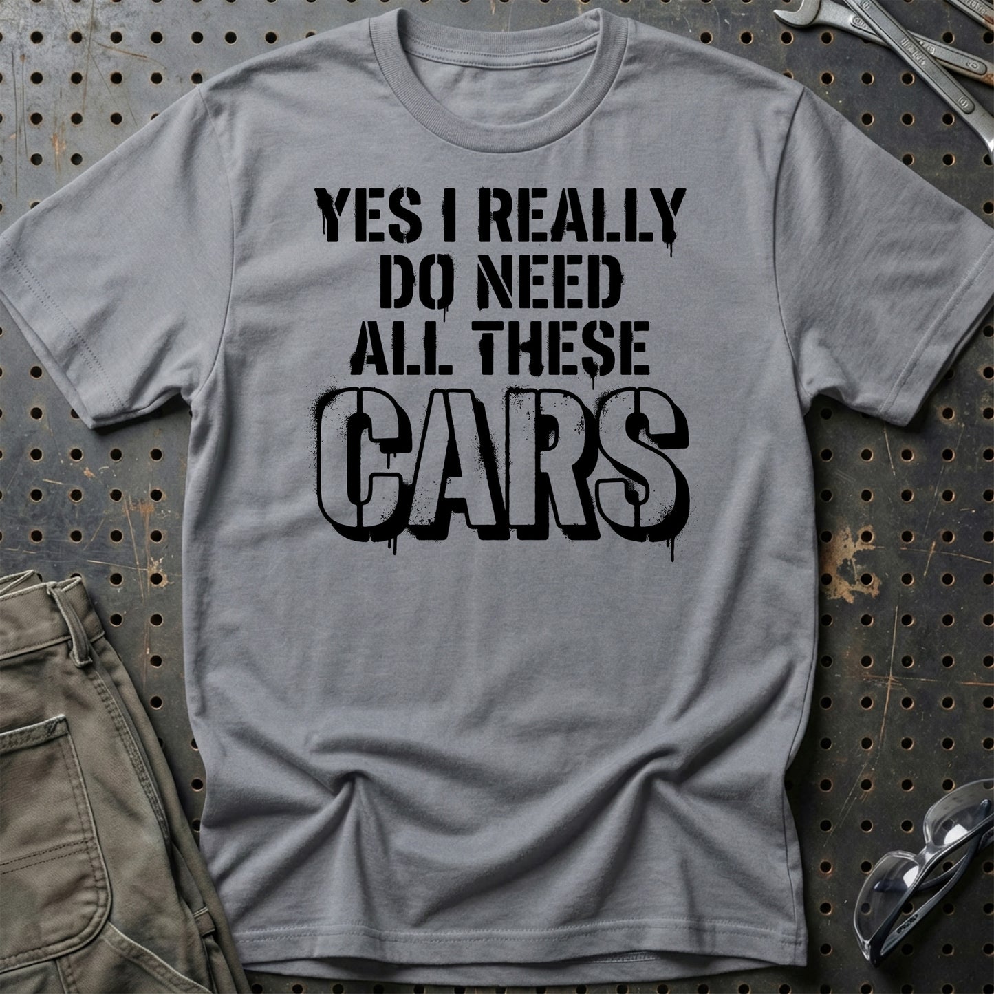 I Really Do Need All These Cars – Car Enthusiast - Unisex T-Shirt , Bomuld-Beklædning-Garage Culture-Grå Sport-S-Garage Culture Shop- garage - man cave - merchandise