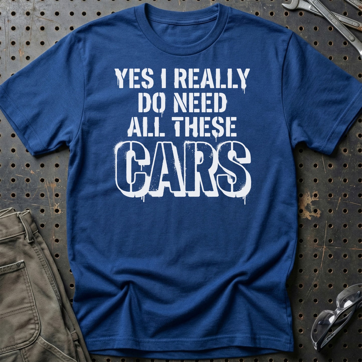 I Really Do Need All These Cars – Car Enthusiast - Unisex T-Shirt , Bomuld-Beklædning-Garage Culture-Blå Royal-S-Garage Culture Shop- garage - man cave - merchandise