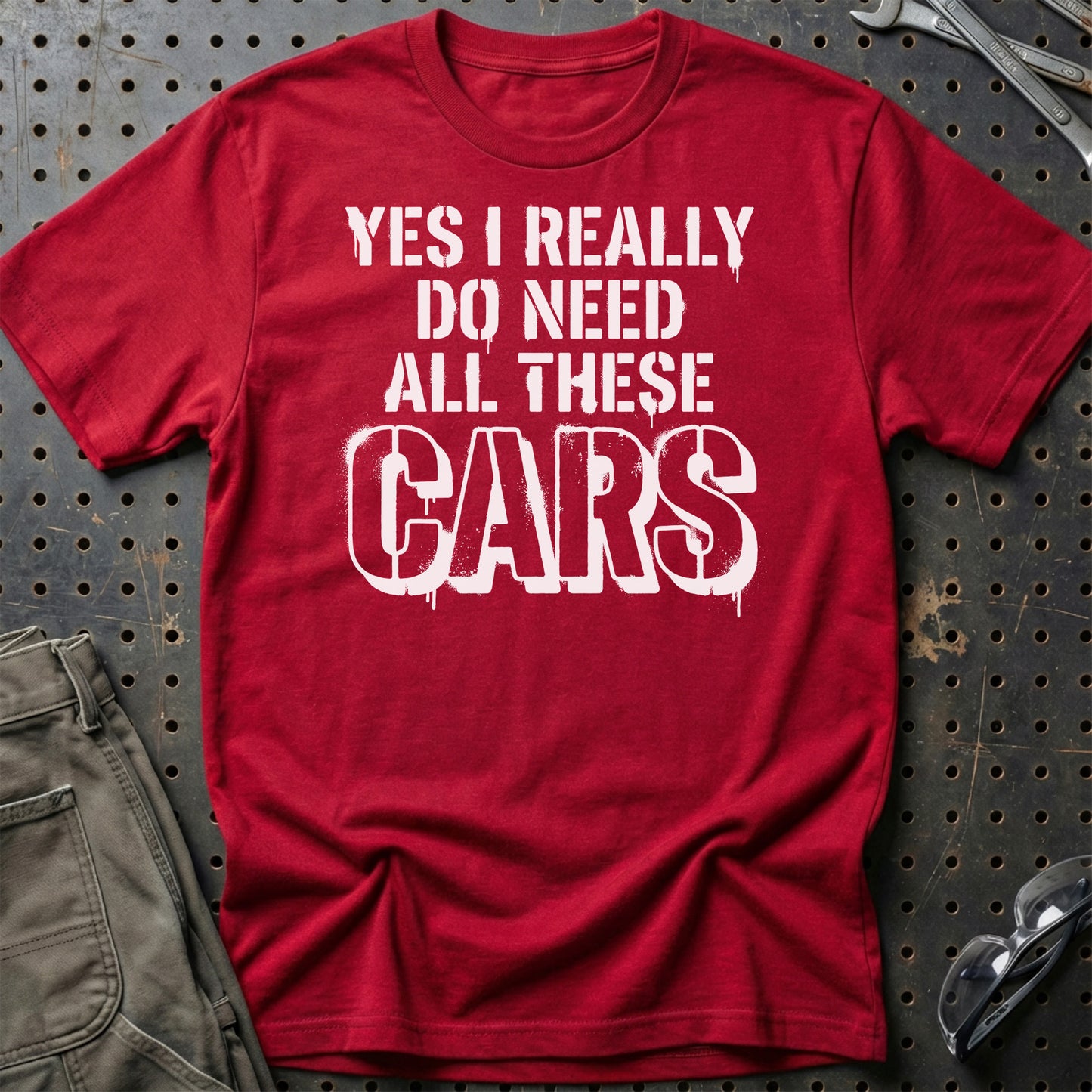 I Really Do Need All These Cars – Car Enthusiast - Unisex T-Shirt , Bomuld-Beklædning-Garage Culture-Rød-S-Garage Culture Shop- garage - man cave - merchandise