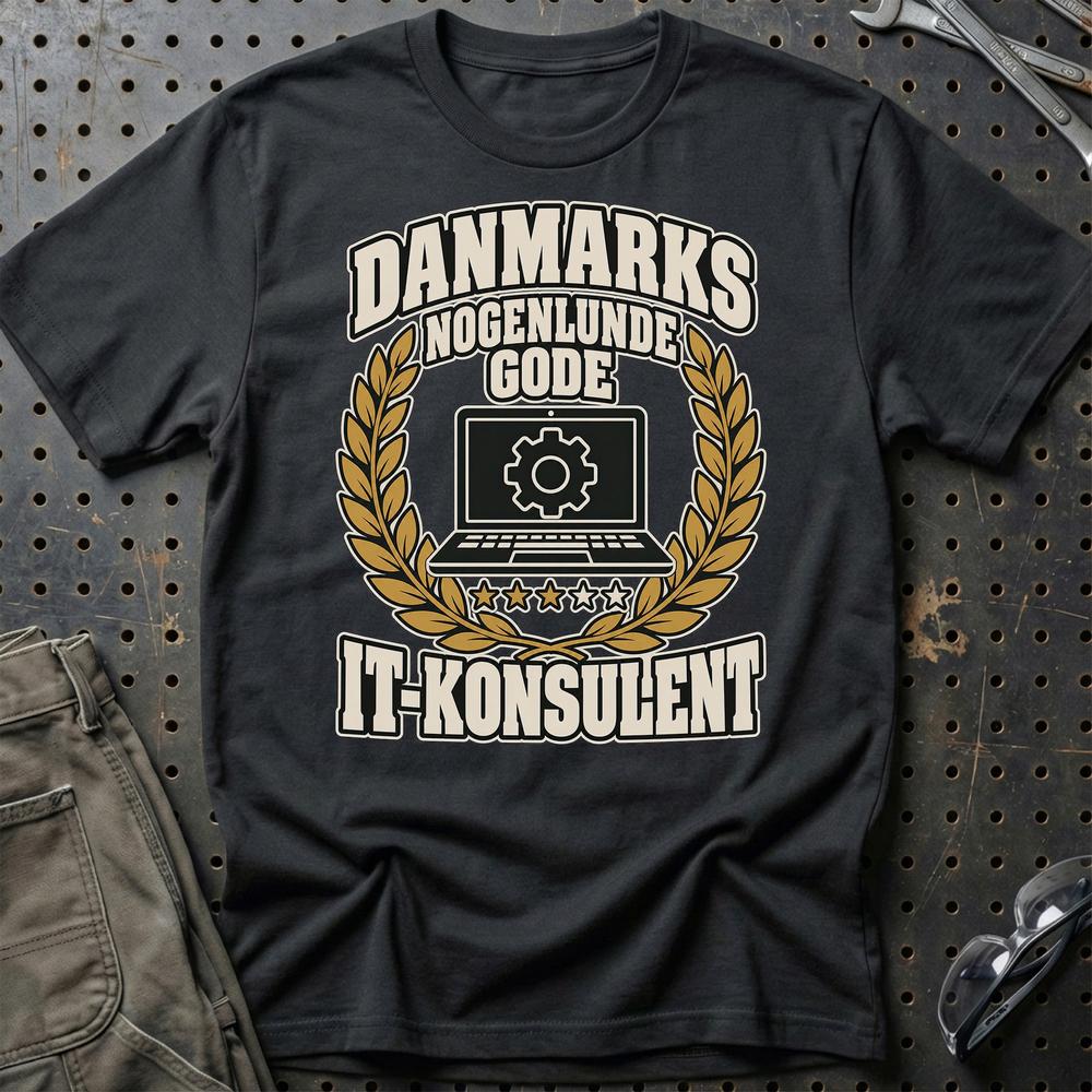 IT-konsulent – Danmarks Nogenlunde Gode T-Shirt-Beklædning-Garage Culture-Sort-S-Garage Culture Shop- garage - man cave - merchandise