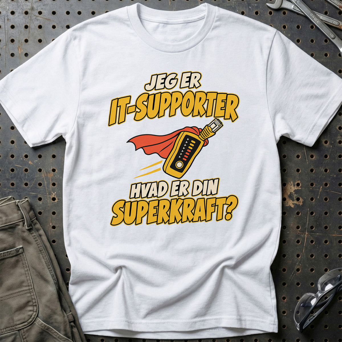 
IT-supporter – Hvad er din superkraft? – Unisex T-Shirt – Hvid