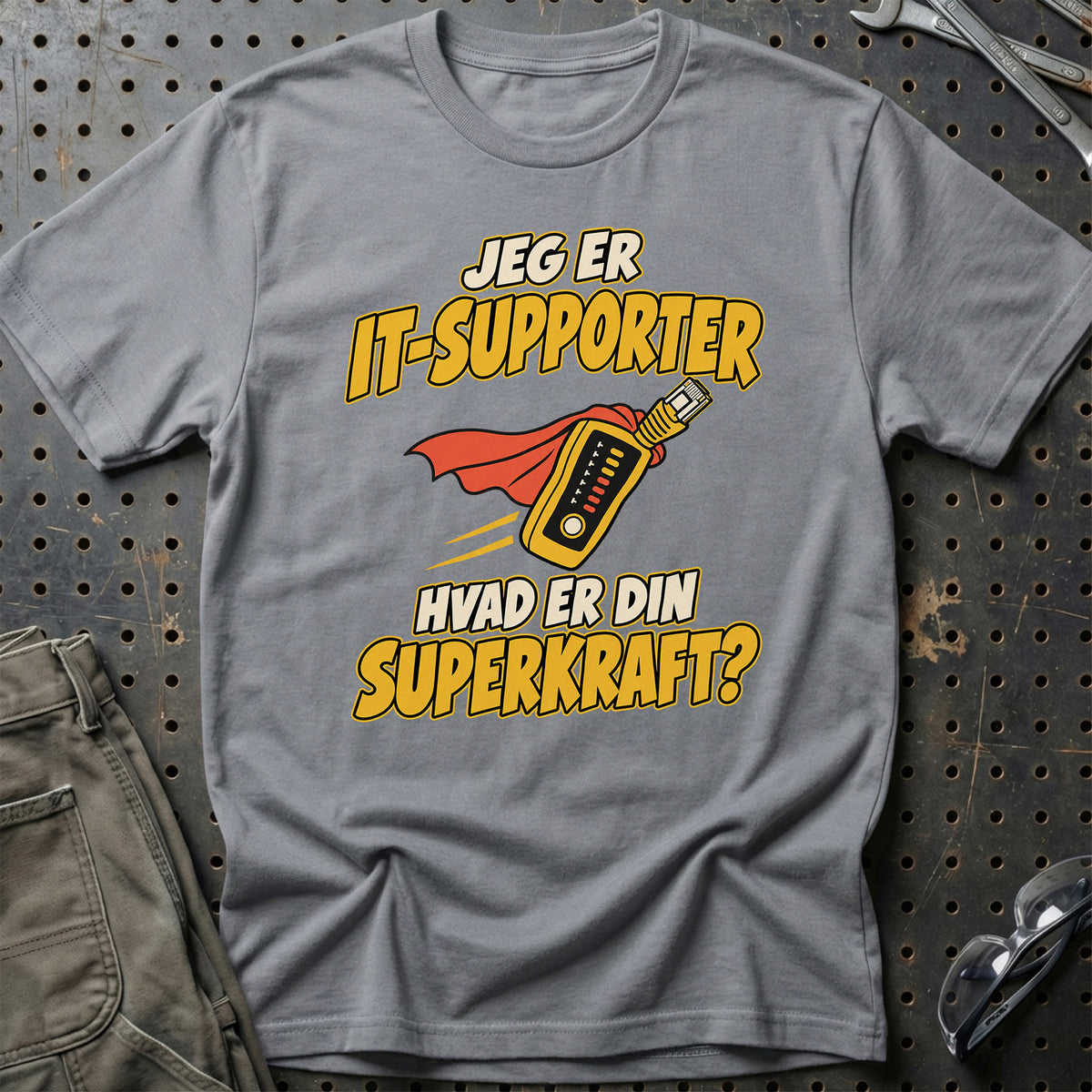 
IT-supporter – Hvad er din superkraft? – Unisex T-Shirt – Grå Sport