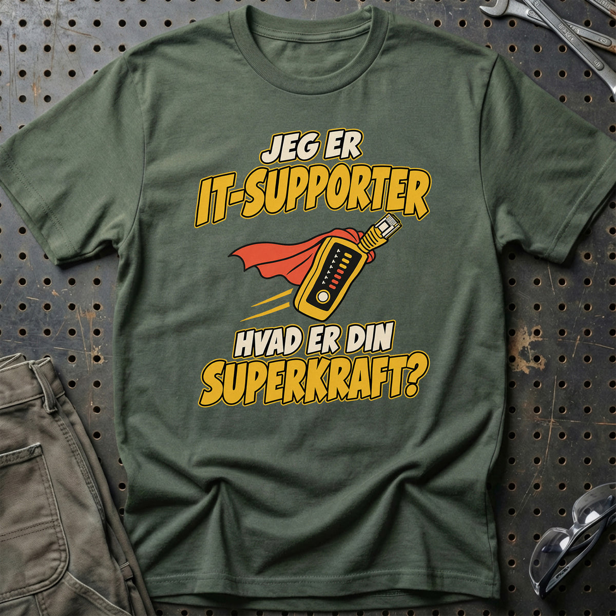 
IT-supporter – Hvad er din superkraft? – Unisex T-Shirt – Grøn Militær