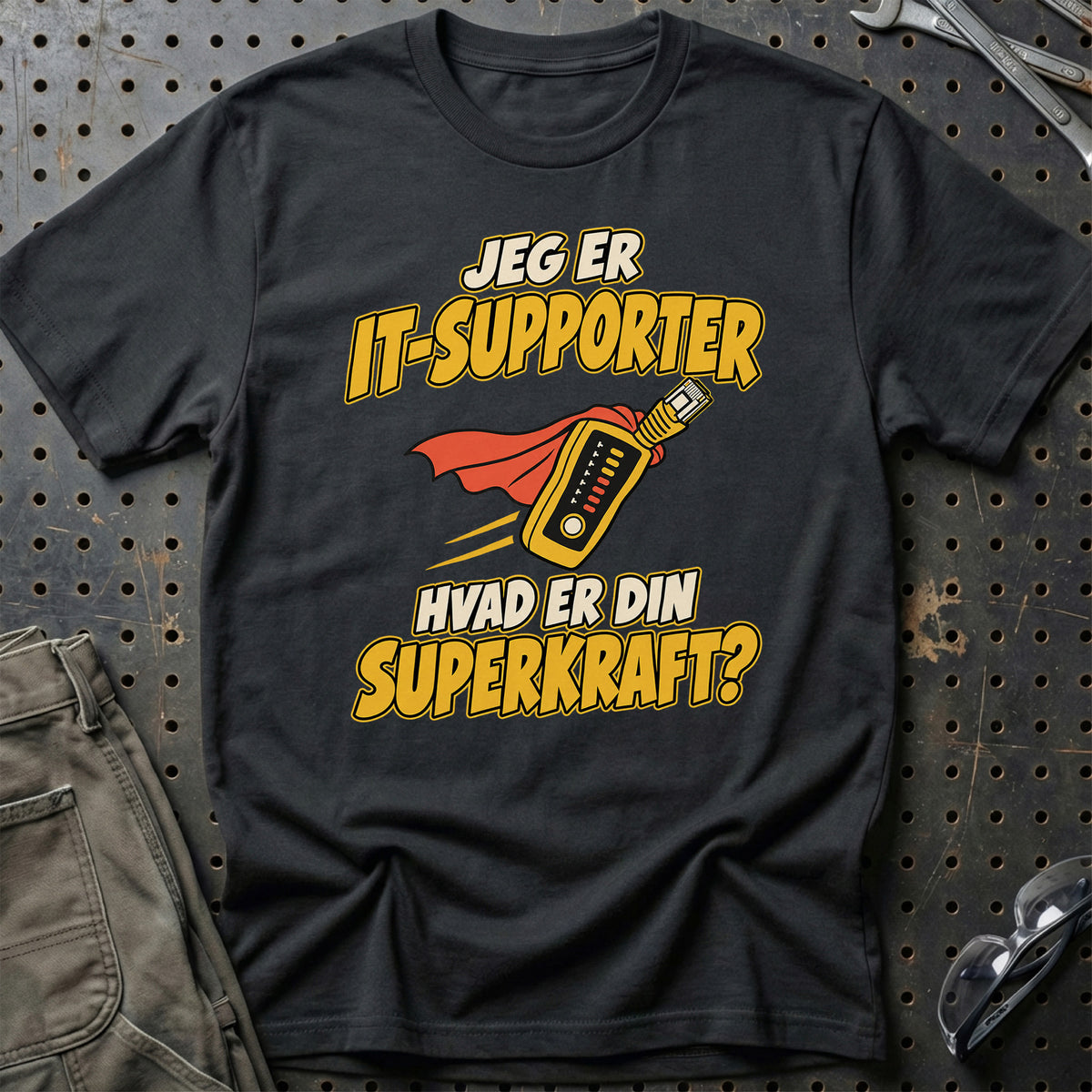 
IT-supporter – Hvad er din superkraft? – Unisex T-Shirt – Sort