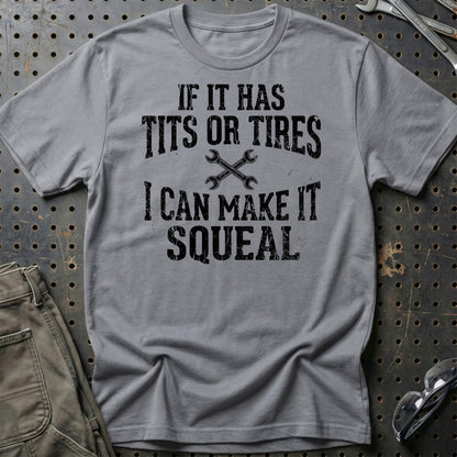 If It Has Tits or Tires - Unisex T-Shirt , Bomuld-Beklædning-Garage Culture-Grå Sport-S-Garage Culture Shop- garage - man cave - merchandise
