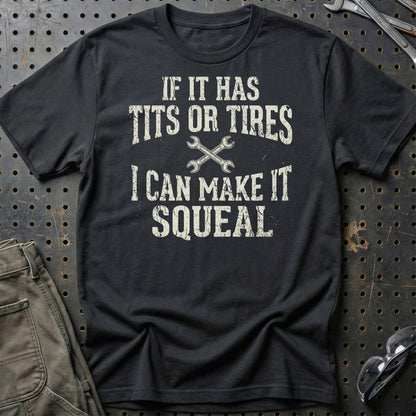 If It Has Tits or Tires - Unisex T-Shirt , Bomuld-Beklædning-Garage Culture-Sort-S-Garage Culture Shop- garage - man cave - merchandise