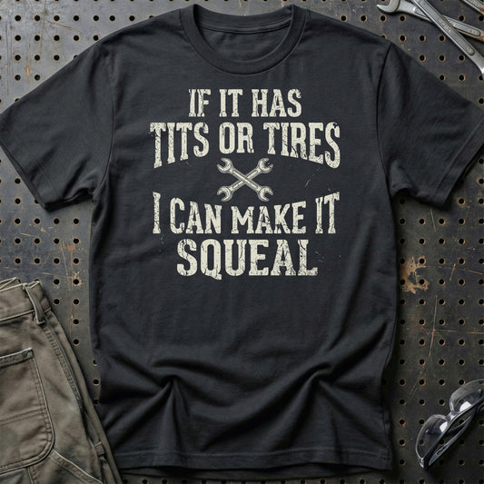 If It Has Tits or Tires - Unisex T-Shirt , Bomuld-Beklædning-Garage Culture-Sort-S-Garage Culture Shop- garage - man cave - merchandise