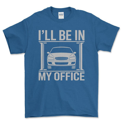 Ill be In My Office T-Shirt , Bomuld-Beklædning-Garage Culture-Blå Royal-S-Forside-Garage Culture Shop- garage - man cave - merchandise