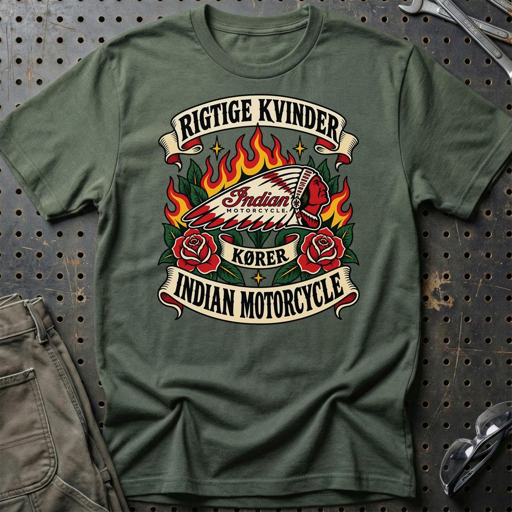 
Produktbillede af Indian Motorcycle Rigtige Kvinder Kører – Roser og Flammer T-Shirt