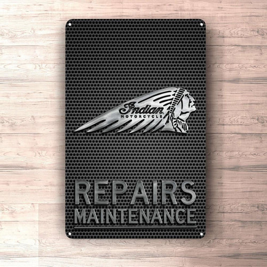 Indian Repairs Maintenance Skilte, Musemåtte, Dørmåtte , Plakat-Skilte-Indian-Garage Culture Shop- garage - man cave - merchandise