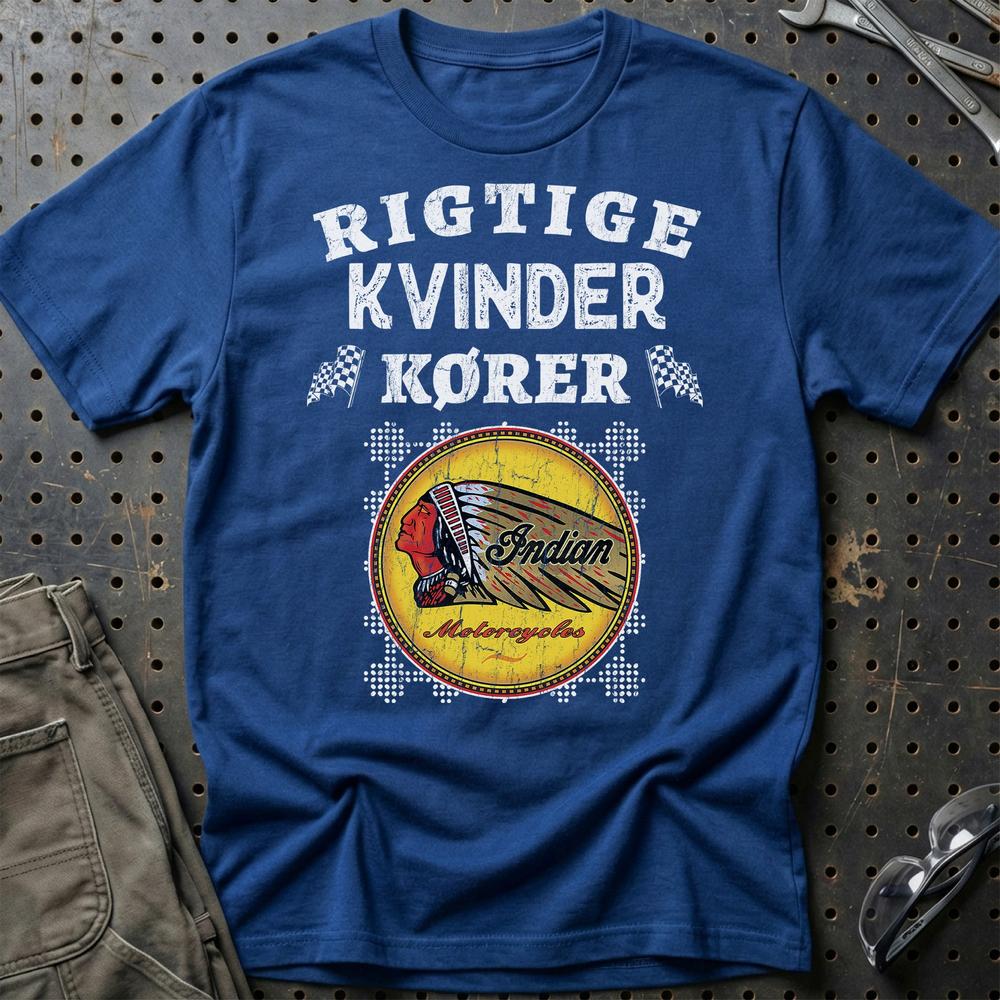 Indian Rigtige Kvinder Kører T-Shirt-Beklædning-Indian-Blå Royal-S-Garage Culture Shop- garage - man cave - merchandise