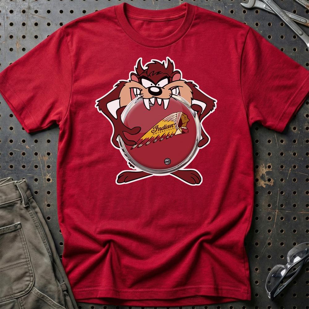 Indian TAZ T-Shirt-Beklædning-Indian-Rød-S-Garage Culture Shop- garage - man cave - merchandise