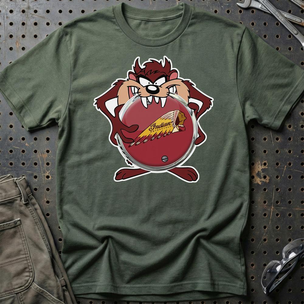 Indian TAZ T-Shirt-Beklædning-Indian-Grøn Militær-S-Garage Culture Shop- garage - man cave - merchandise