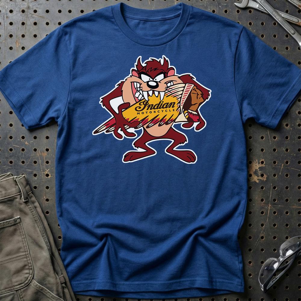 Indian TAZ Unisex T-Shirt , Bomuld-Beklædning-Indian-Blå Royal-S-Garage Culture Shop- garage - man cave - merchandise