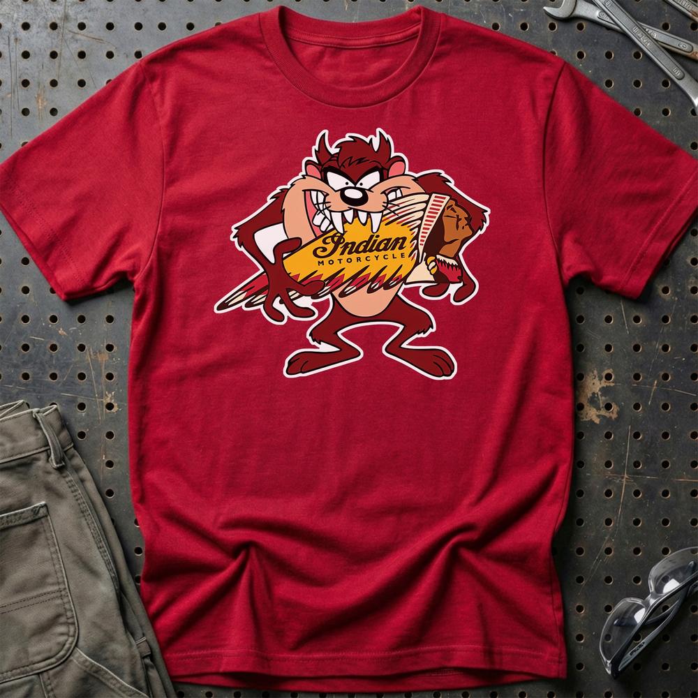 Indian TAZ Unisex T-Shirt , Bomuld-Beklædning-Indian-Rød-S-Garage Culture Shop- garage - man cave - merchandise