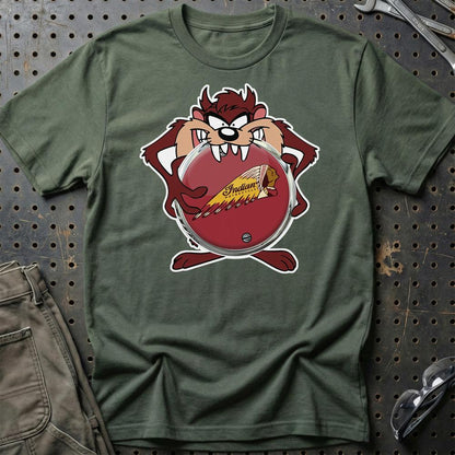 Indian TAZ Unisex T-Shirt , Bomuld-Beklædning-Indian-Grøn Militær-S-Garage Culture Shop- garage - man cave - merchandise