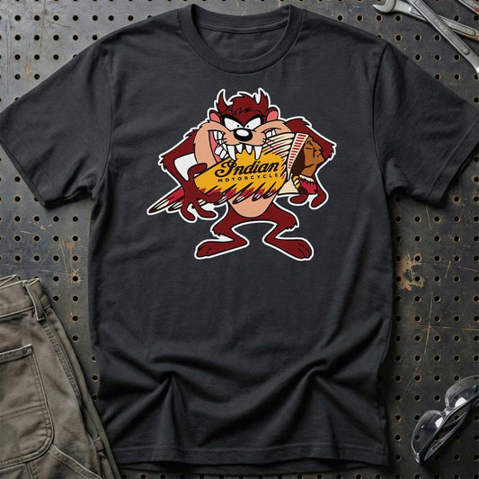 Indian TAZ Unisex T-Shirt , Bomuld-Beklædning-Indian-Sort-S-Garage Culture Shop- garage - man cave - merchandise