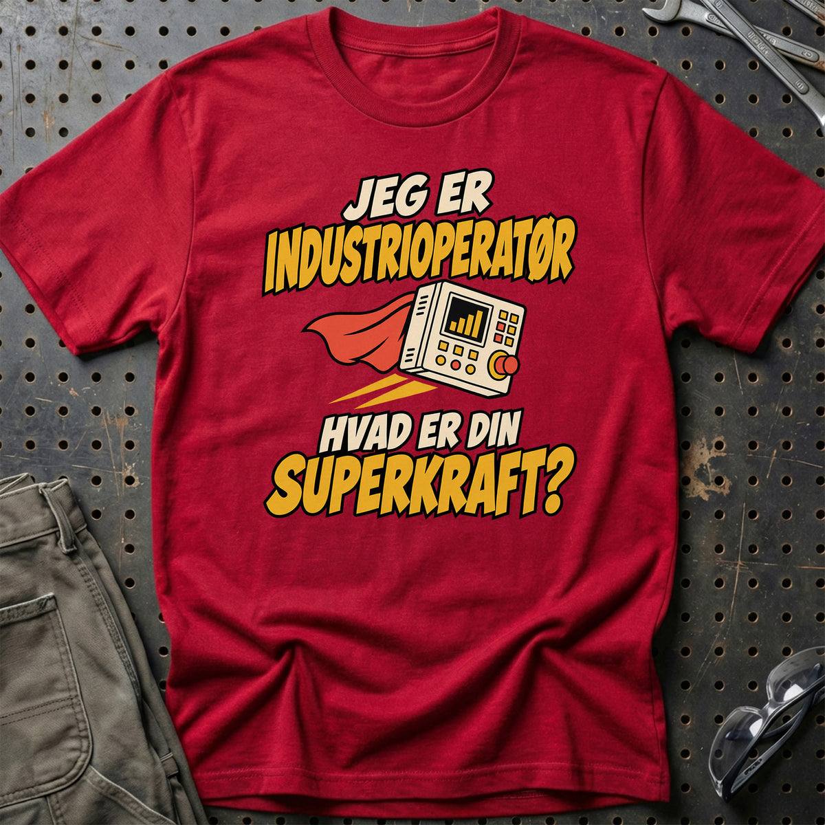 
Industrioperatør – Hvad er din superkraft? – Unisex T-Shirt – Rød