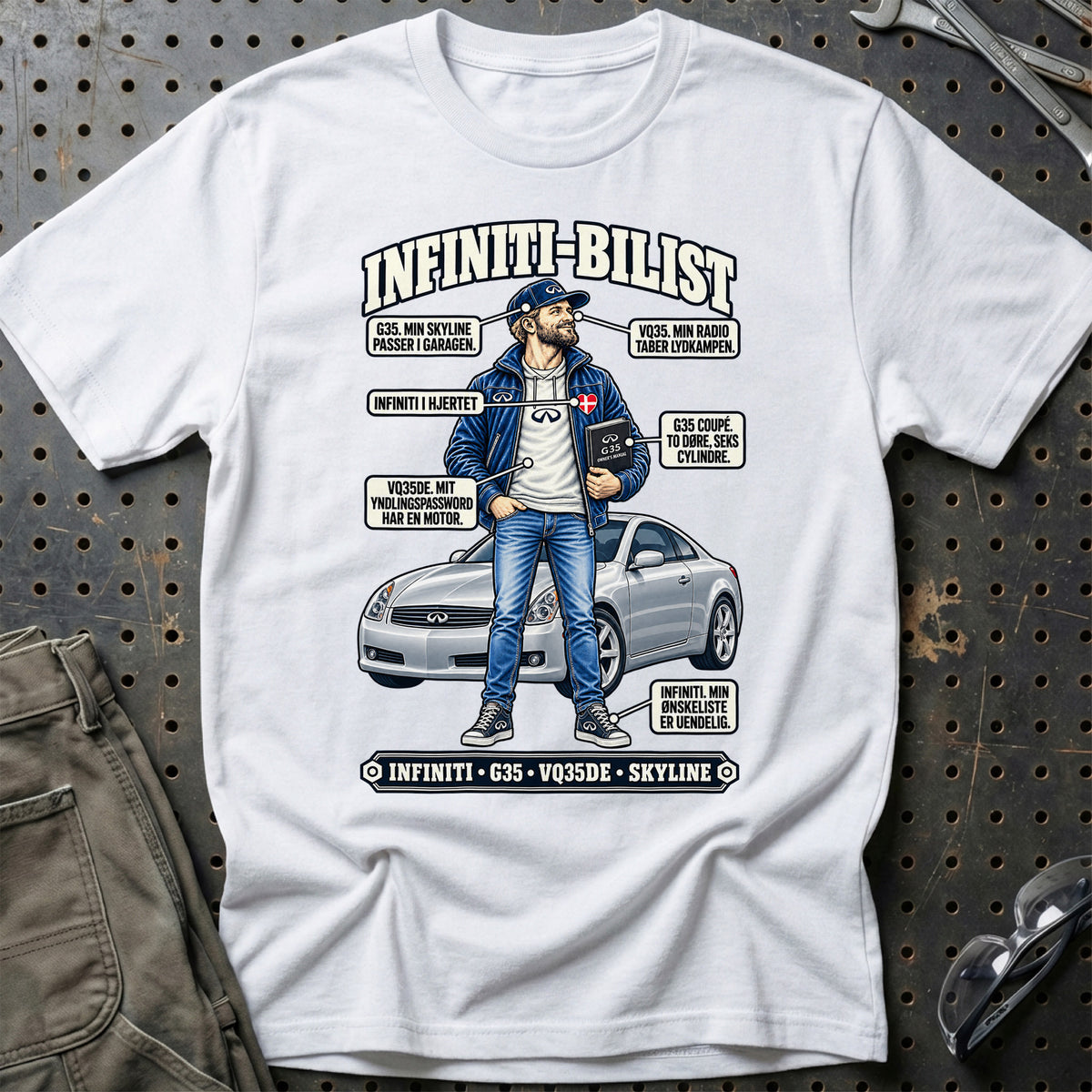 
Infiniti-Bilist T-Shirt – Hvid