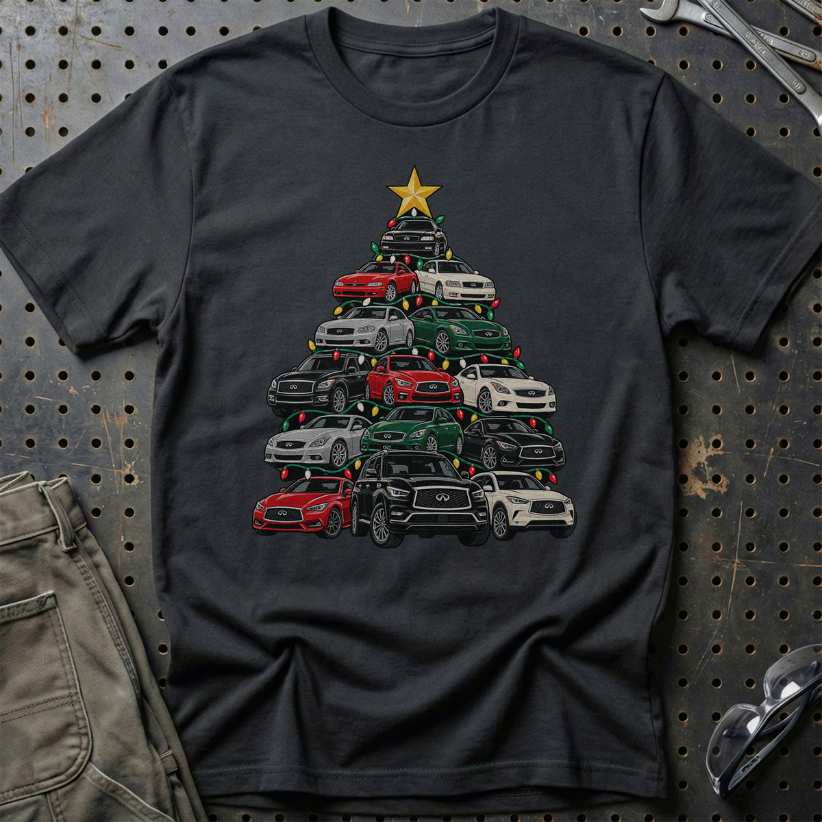 Infiniti Juletræ T-Shirt-Beklædning-Infiniti-Sort-S-Garage Culture Shop- garage - man cave - merchandise