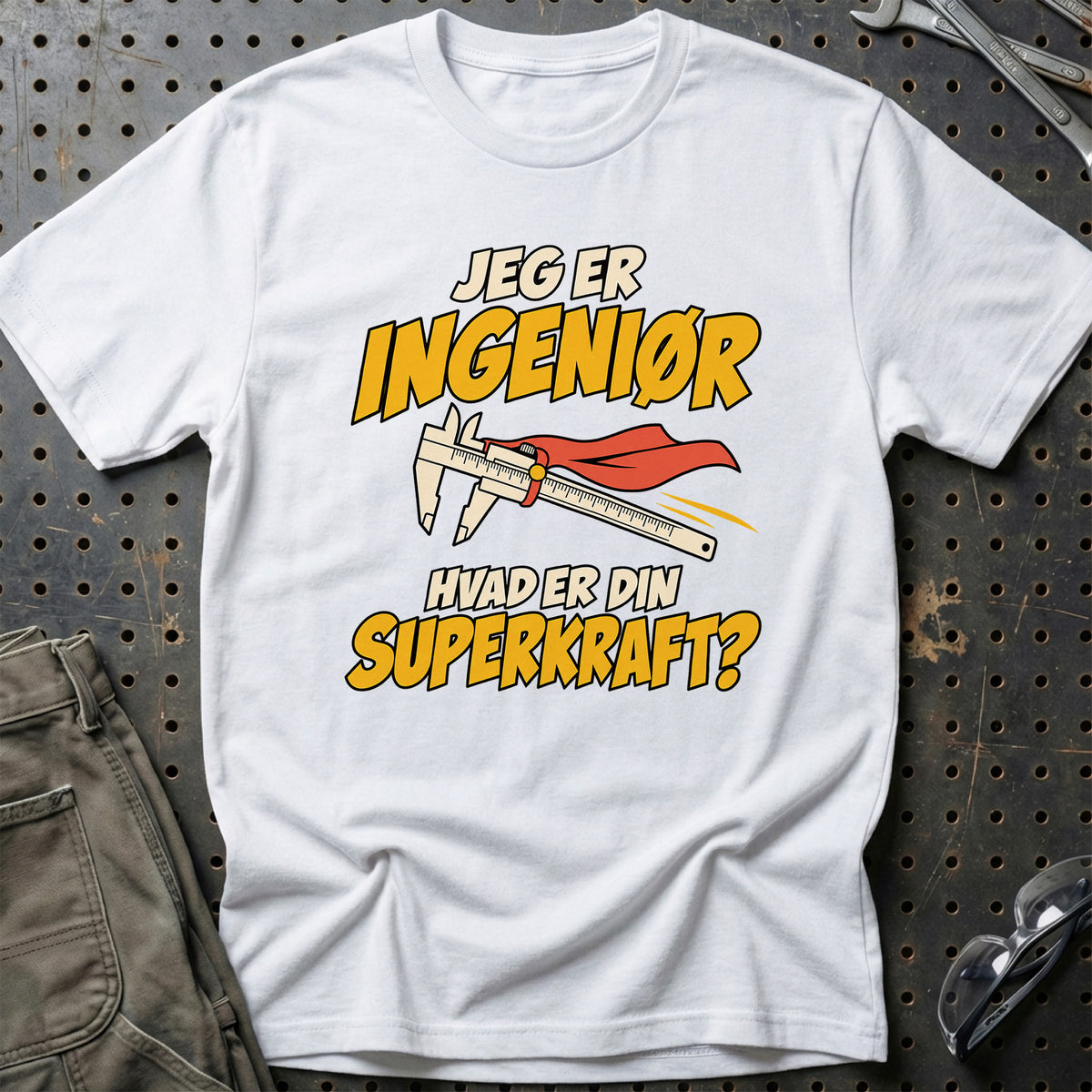 
Ingeniør – Hvad er din superkraft? – Unisex T-Shirt – Hvid