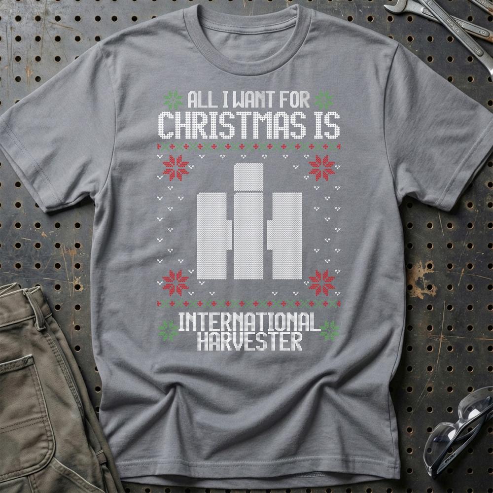 International Harvester - All I Want For Christmas T-Shirt-Beklædning-International Harvester-Grå Sport-S-Garage Culture Shop- garage - man cave - merchandise