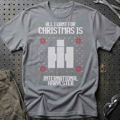 International Harvester - All I Want For Christmas - Unisex T-Shirt , Bomuld-Beklædning-International Harvester-Grå Sport-S-Garage Culture Shop- garage - man cave - merchandise