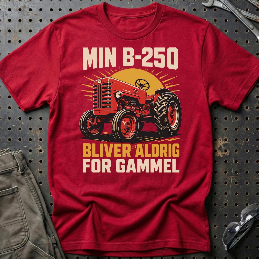 International Harvester IH B-250 Bliver Aldrig For Gammel T-Shirt-Beklædning-International Harvester-Rød-S-Garage Culture Shop- garage - man cave - merchandise