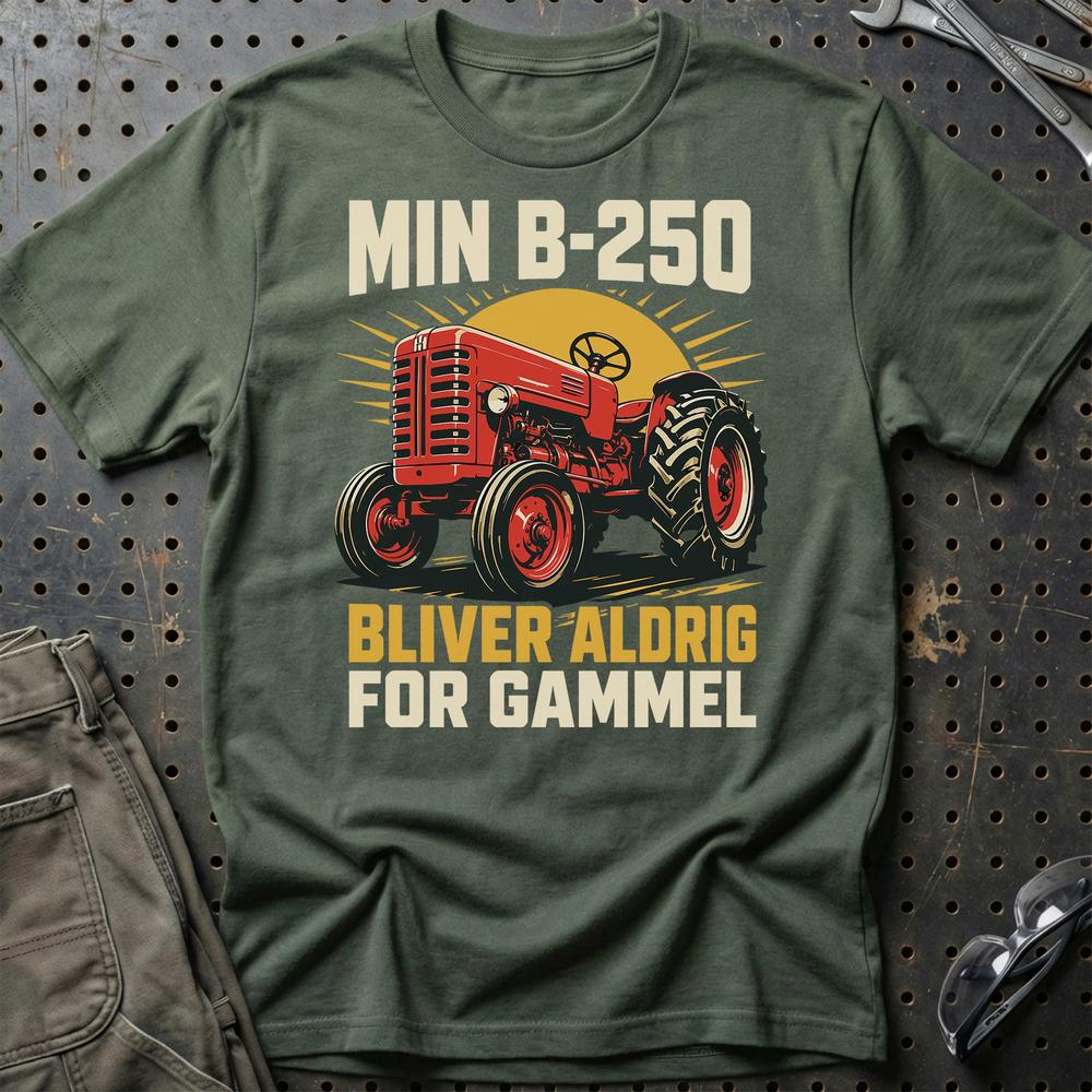 International Harvester IH B-250 Bliver Aldrig For Gammel T-Shirt-Beklædning-International Harvester-Grøn Militær-S-Garage Culture Shop- garage - man cave - merchandise