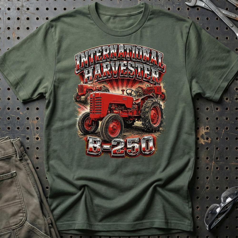 International Harvester IH B-250 Klassisk T-Shirt-Beklædning-International Harvester-Grøn Militær-S-Garage Culture Shop- garage - man cave - merchandise