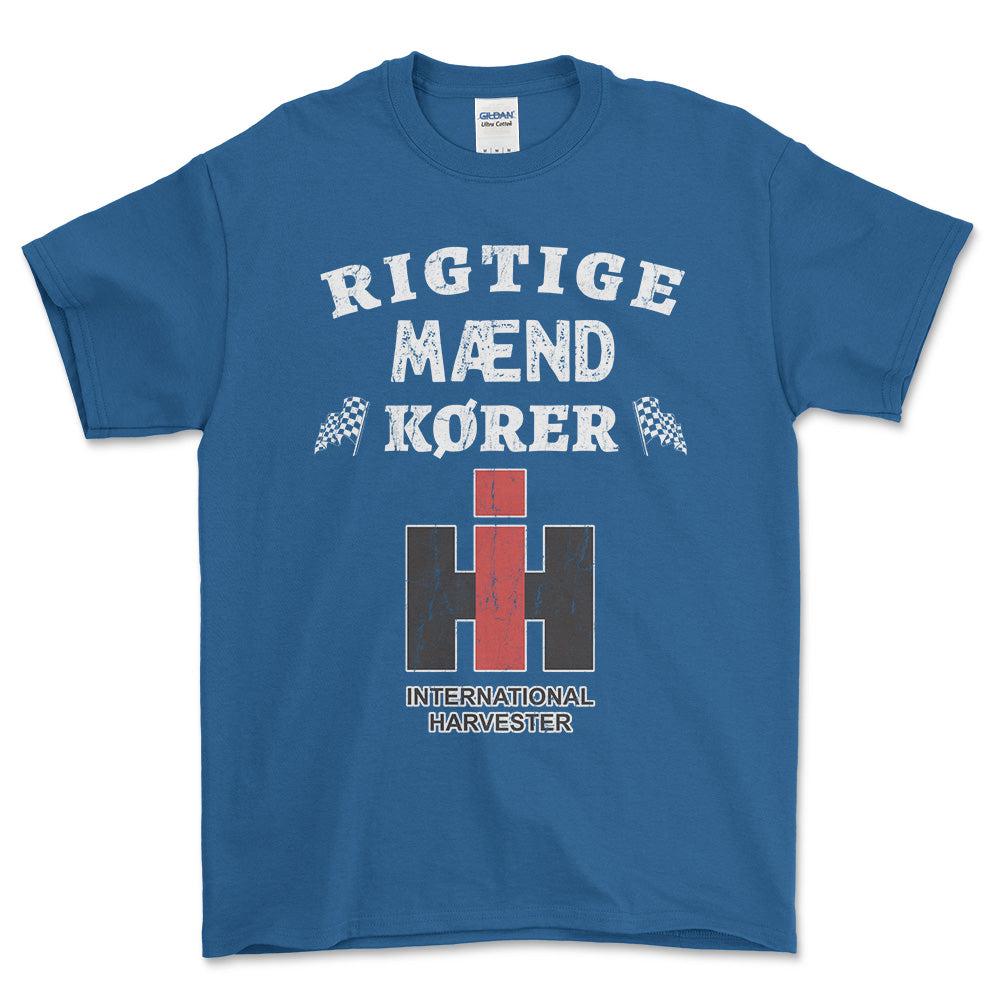International Harvester Rigtige Mænd Kører - Unisex T-Shirt , Bomuld-Beklædning-International Harvester-Blå Royal-S-Forside-Garage Culture Shop- garage - man cave - merchandise
