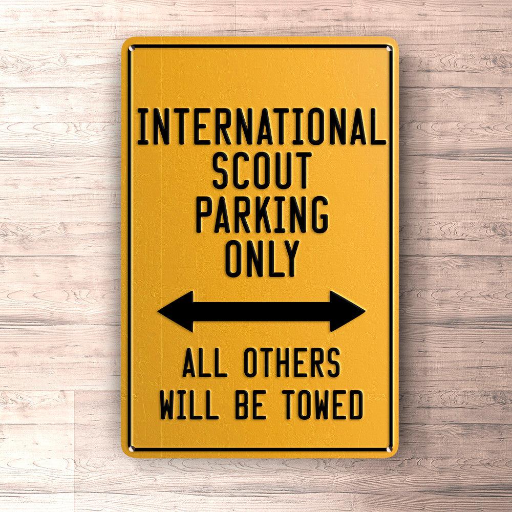 International Scout Parking Only Skilte, Musemåtte, Dørmåtte , Plakat-Parking skilte-International Scout-Garage Culture Shop- garage - man cave - merchandise