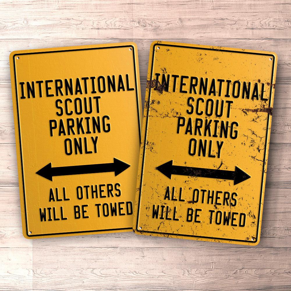 International Scout Parking Only Skilte, Musemåtte, Dørmåtte , Plakat-Parking skilte-International Scout-Garage Culture Shop- garage - man cave - merchandise