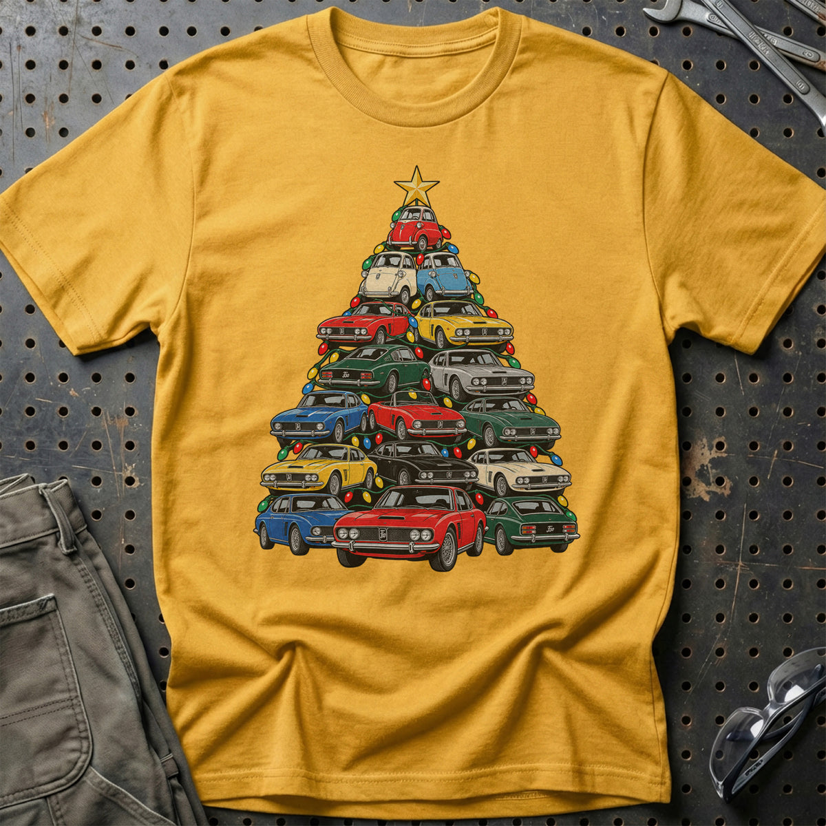 Iso Juletræ T-Shirt-Beklædning-Iso-Guld-S-Garage Culture Shop- garage - man cave - merchandise