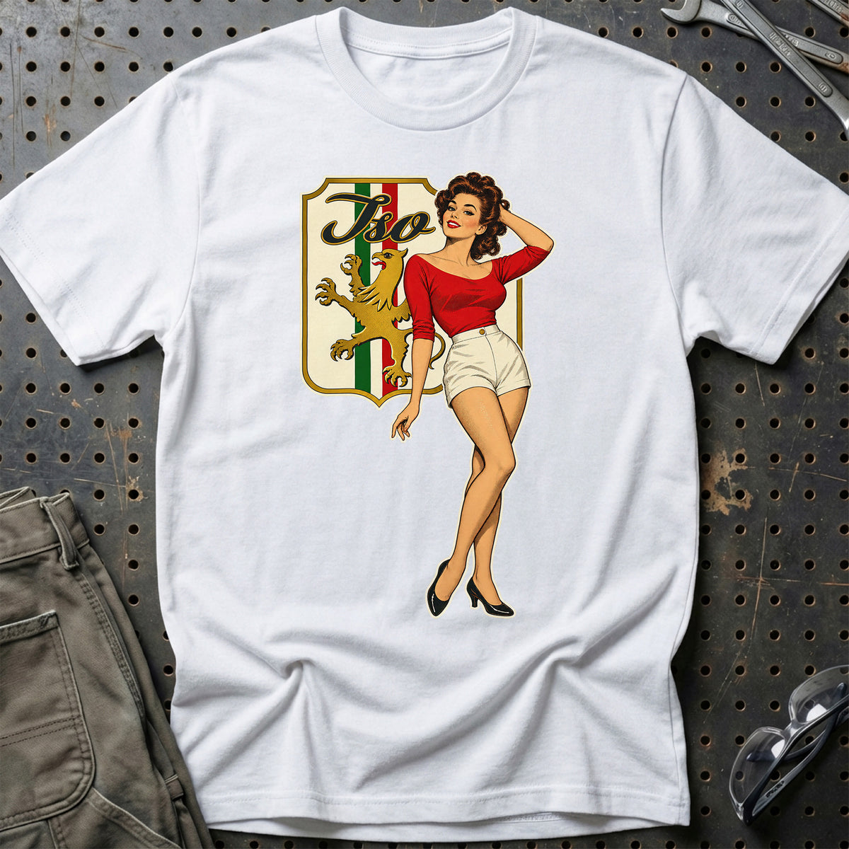 Iso Retro Pinup T-Shirt-Beklædning-Iso-Hvid-S-Garage Culture Shop- garage - man cave - merchandise