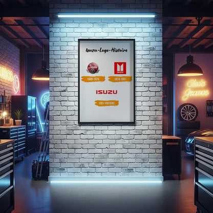 Isuzu Logo Histoire Skilte, Musemåtte, Dørmåtte-Skilte-Isuzu-Garage Culture Shop- garage - man cave - merchandise
