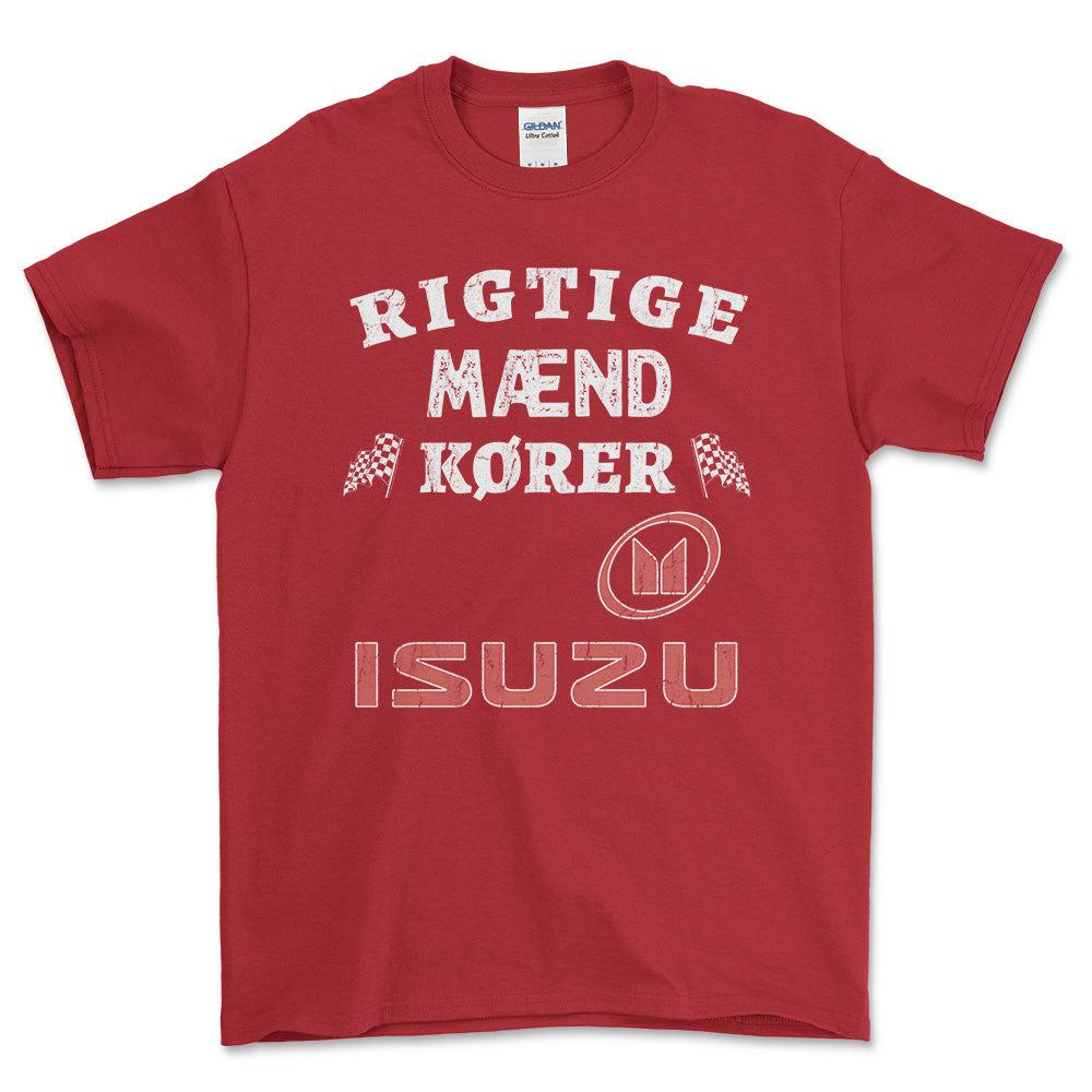 Isuzu Rigtige Mænd Kører - Unisex T-Shirt , Bomuld-Beklædning-Isuzu-Rød-S-Forside-Garage Culture Shop- garage - man cave - merchandise