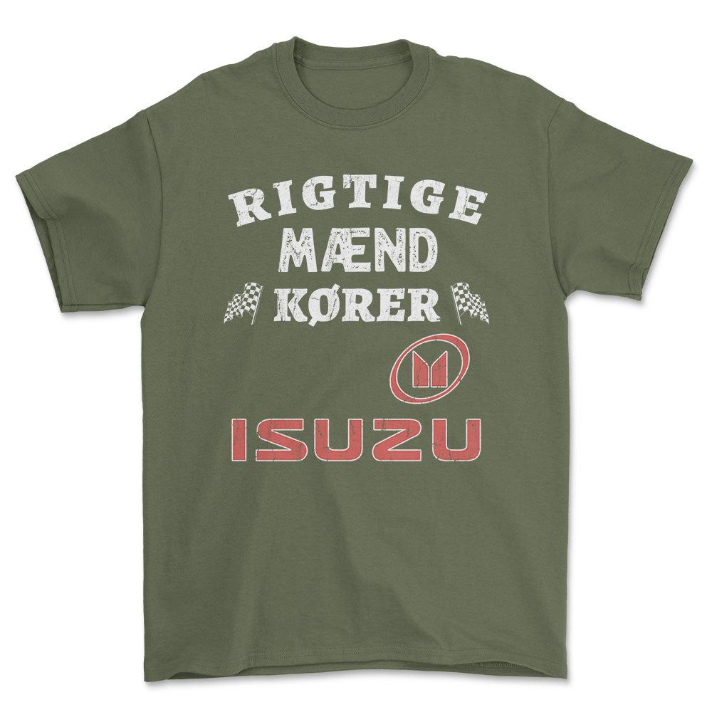 Isuzu Rigtige Mænd Kører - Unisex T-Shirt , Bomuld-Beklædning-Isuzu-Grøn Militær-S-Forside-Garage Culture Shop- garage - man cave - merchandise