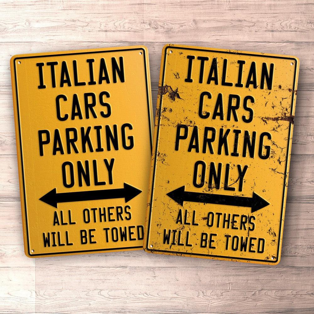 Italian Cars Parking Only Skilte, Musemåtte, Dørmåtte-Parking skilte-Italian-Garage Culture Shop- garage - man cave - merchandise