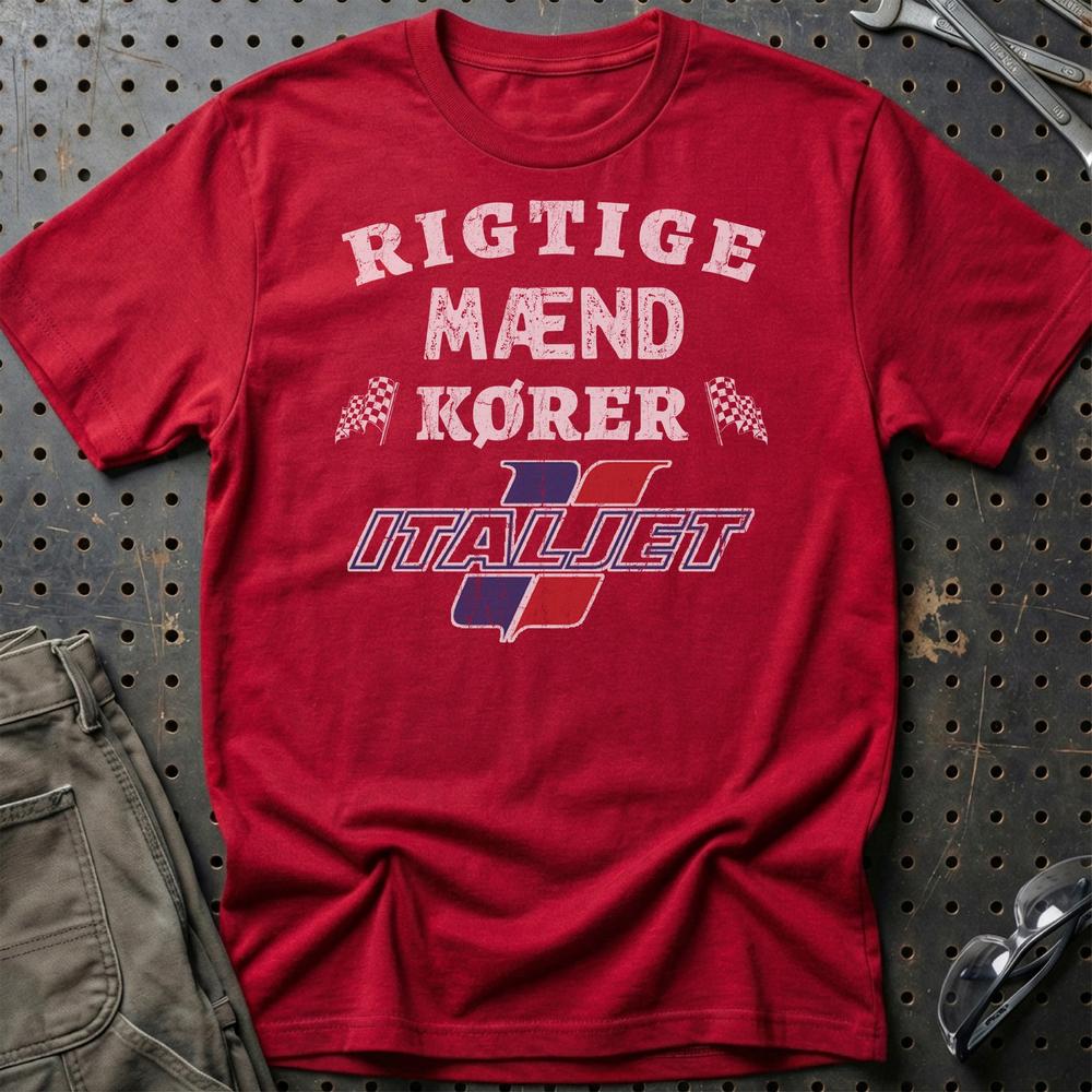 Italjet Rigtige Mænd Kører T-Shirt-Beklædning-Italjet-Rød-S-Garage Culture Shop- garage - man cave - merchandise