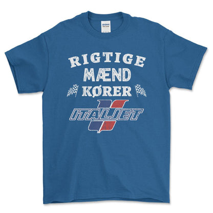 Italjet Rigtige Mænd Kører - Unisex T-Shirt , Bomuld-Beklædning-Italjet-Blå Royal-S-Forside-Garage Culture Shop- garage - man cave - merchandise
