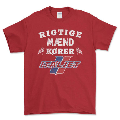 Italjet Rigtige Mænd Kører - Unisex T-Shirt , Bomuld-Beklædning-Italjet-Rød-S-Forside-Garage Culture Shop- garage - man cave - merchandise
