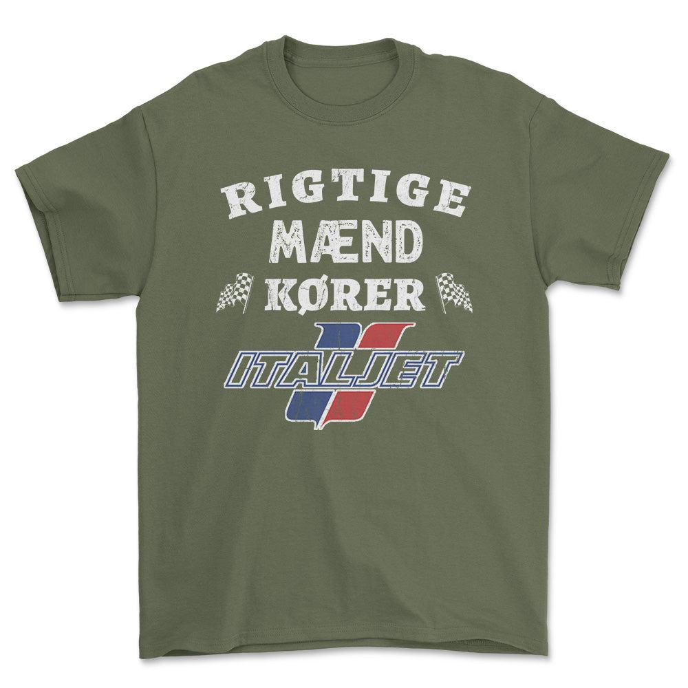Italjet Rigtige Mænd Kører - Unisex T-Shirt , Bomuld-Beklædning-Italjet-Grøn Militær-S-Forside-Garage Culture Shop- garage - man cave - merchandise