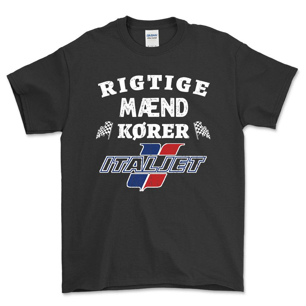 Italjet Rigtige Mænd Kører - Unisex T-Shirt , Bomuld-Beklædning-Italjet-Sort-S-Forside-Garage Culture Shop- garage - man cave - merchandise